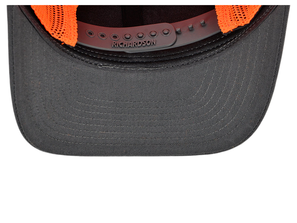 112 Trucker Hat - Charcoal/Neon Orange