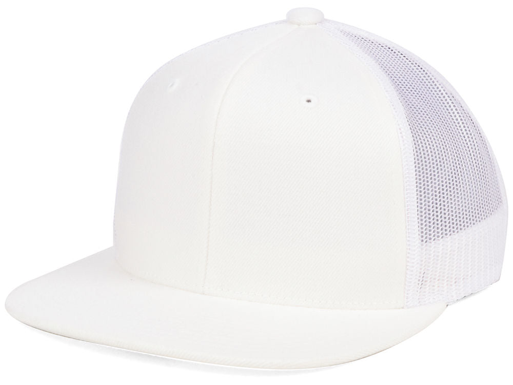 Flat Bill Trucker - White/White