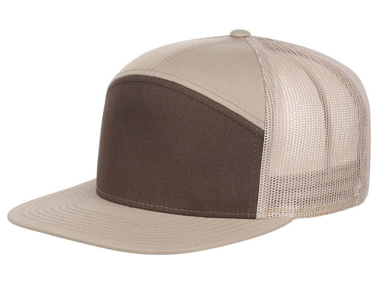 168 7 Panel Trucker - Khaki/Brown