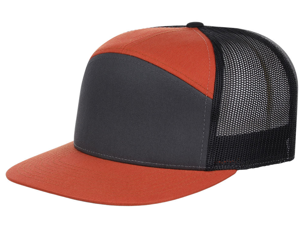 168 7 Panel Trucker - Charcoal/Orange/Black
