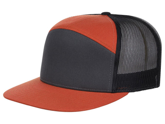 168 7 Panel Trucker - Charcoal/Orange/Black