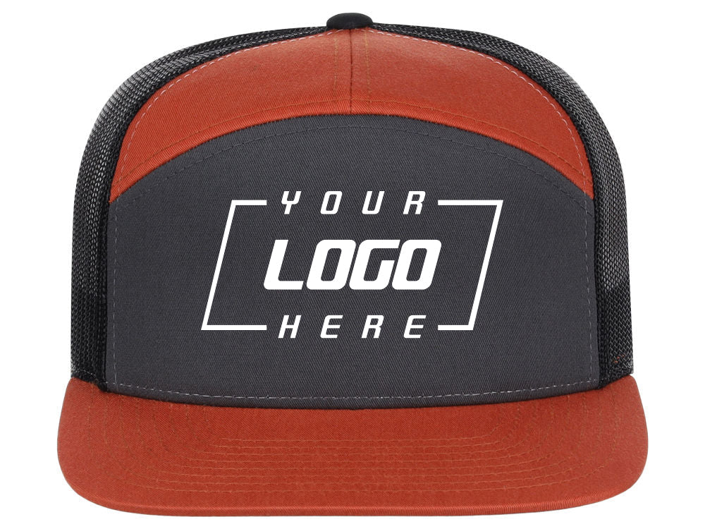 168 7 Panel Trucker - Charcoal/Orange/Black