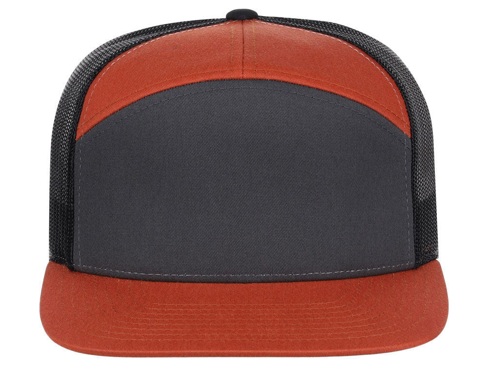 168 7 Panel Trucker - Charcoal/Orange/Black