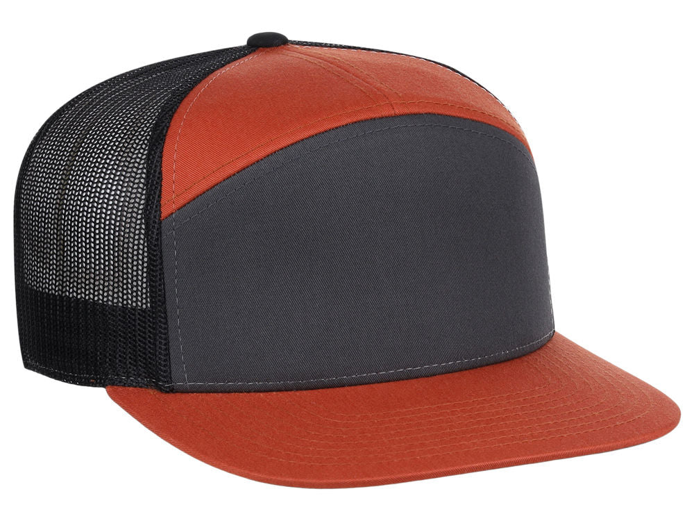 168 7 Panel Trucker - Charcoal/Orange/Black