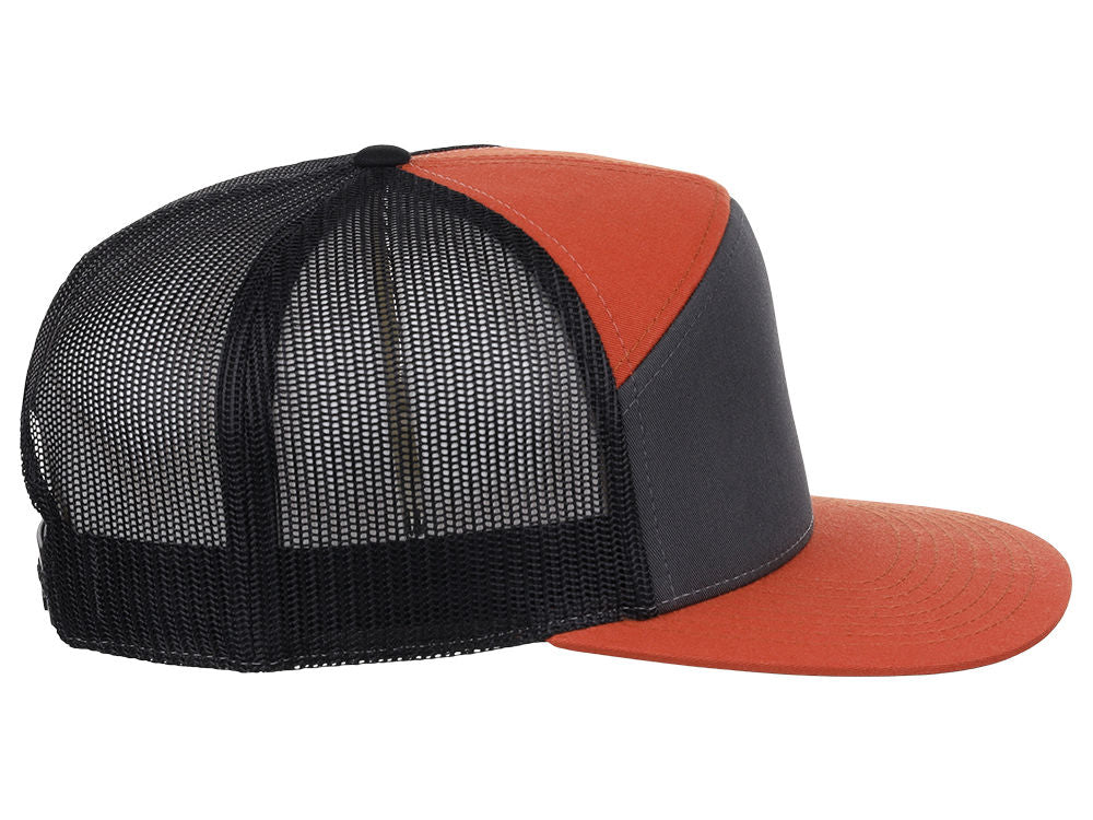 168 7 Panel Trucker - Charcoal/Orange/Black