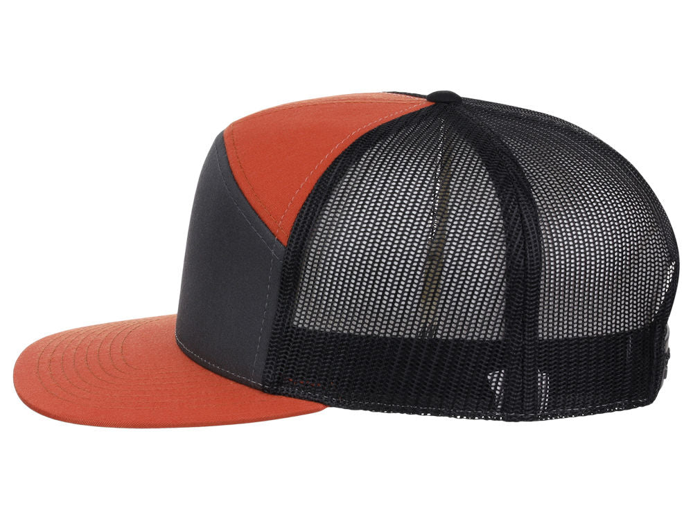 168 7 Panel Trucker - Charcoal/Orange/Black
