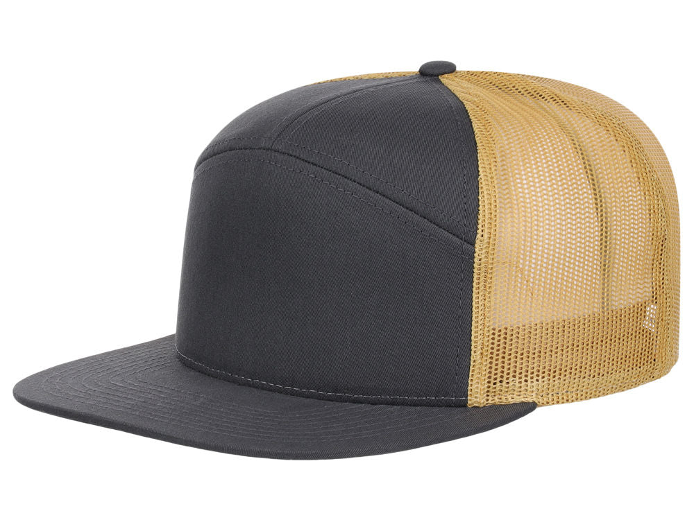 168 7 Panel Trucker - Charcoal/Gold