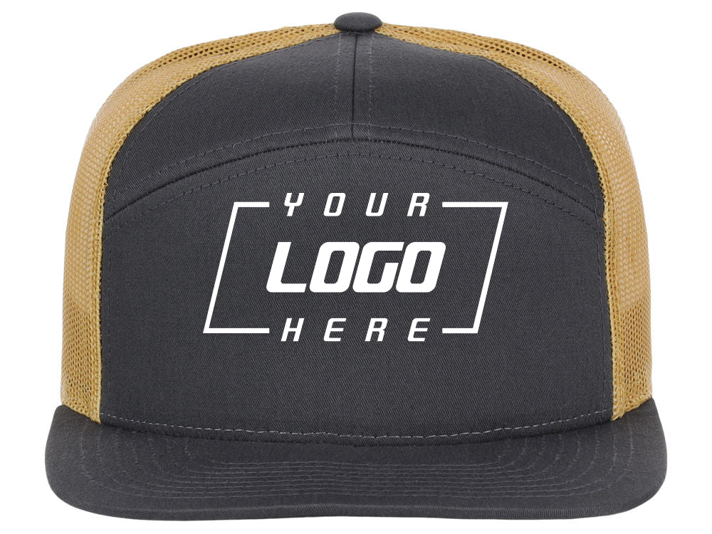 168 7 Panel Trucker - Charcoal/Gold