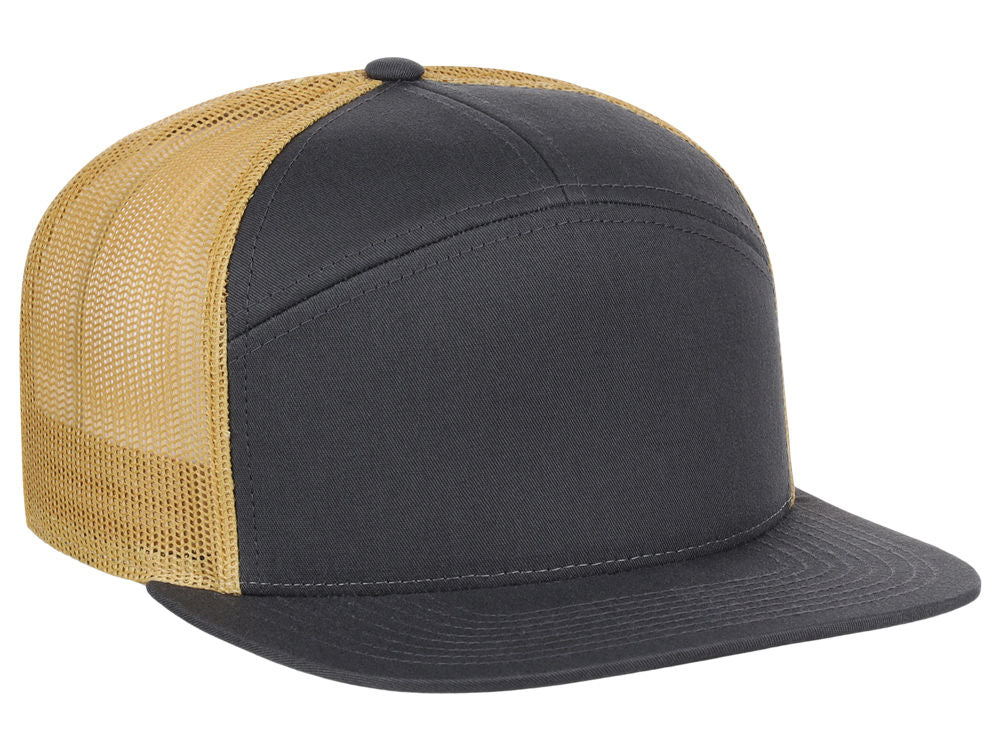 168 7 Panel Trucker - Charcoal/Gold