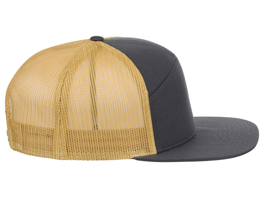 168 7 Panel Trucker - Charcoal/Gold