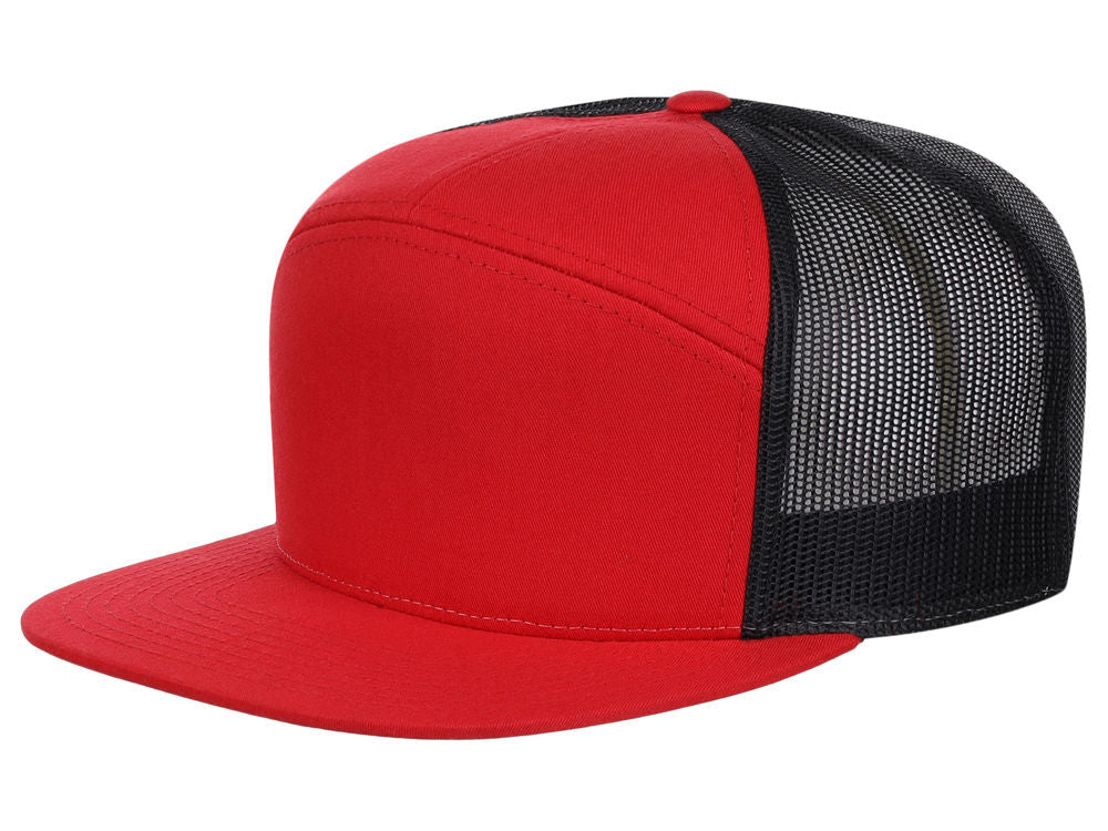 168 7 Panel Trucker - Red/Black