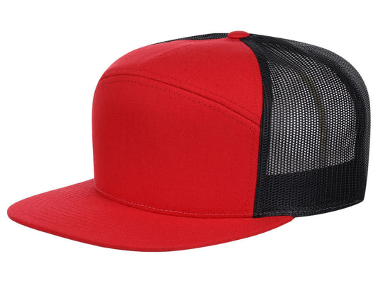 168 7 Panel Trucker - Red/Black