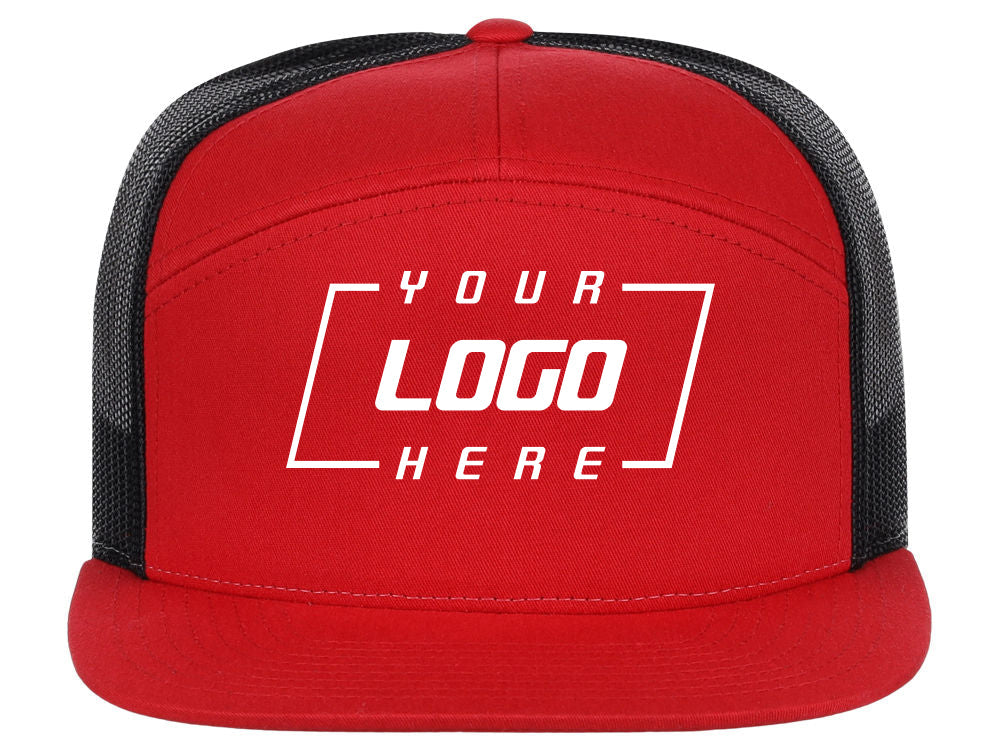 168 7 Panel Trucker - Red/Black