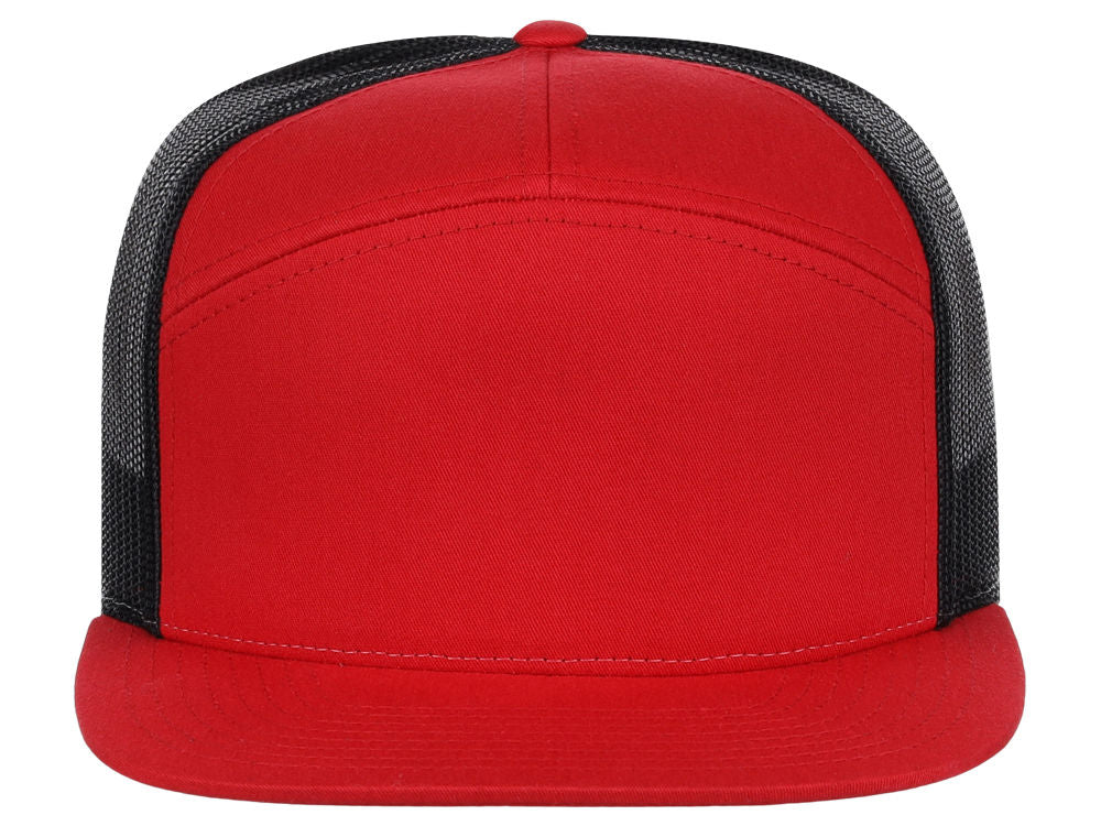 168 7 Panel Trucker - Red/Black