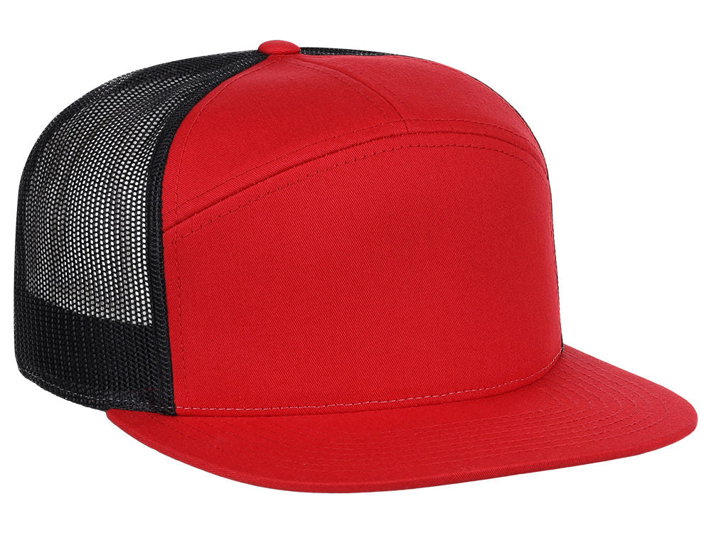 168 7 Panel Trucker - Red/Black