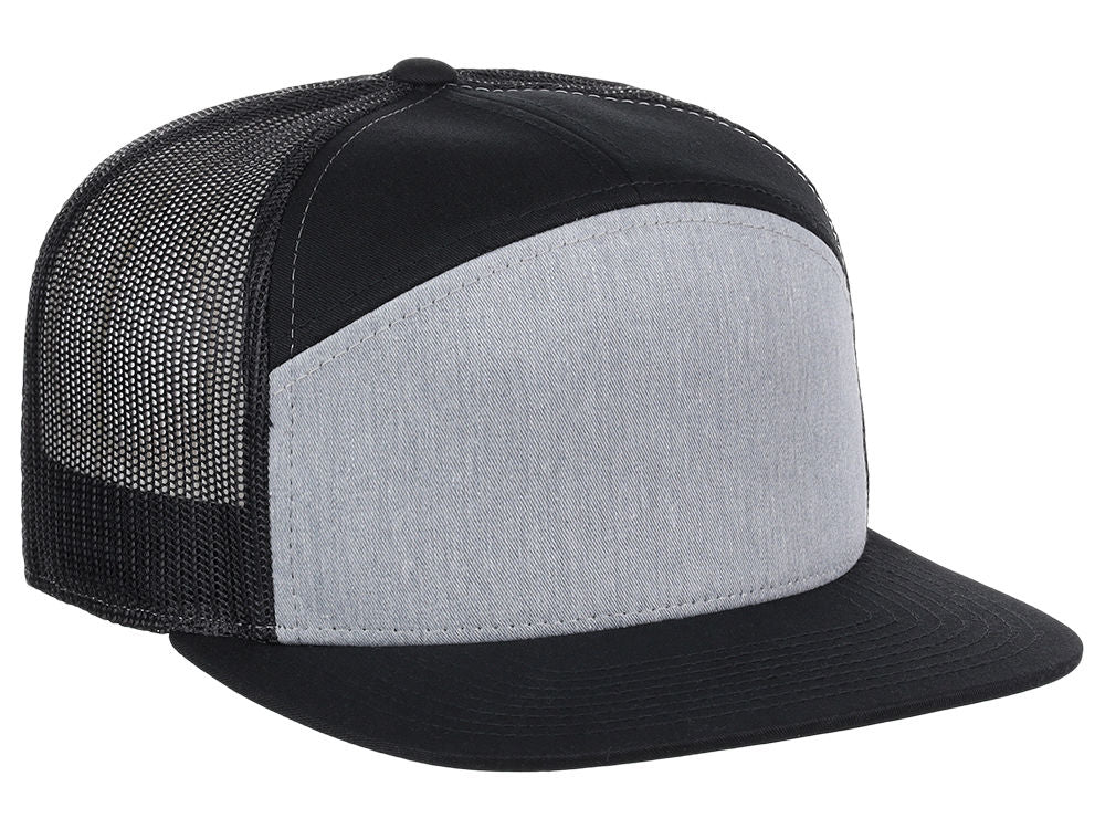 168 7 Panel Trucker - Heather Grey/Black