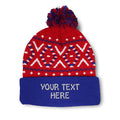 Custom American X pom pom beanie with embroidered logo — August Caps Pom Pom Beanie (8458)