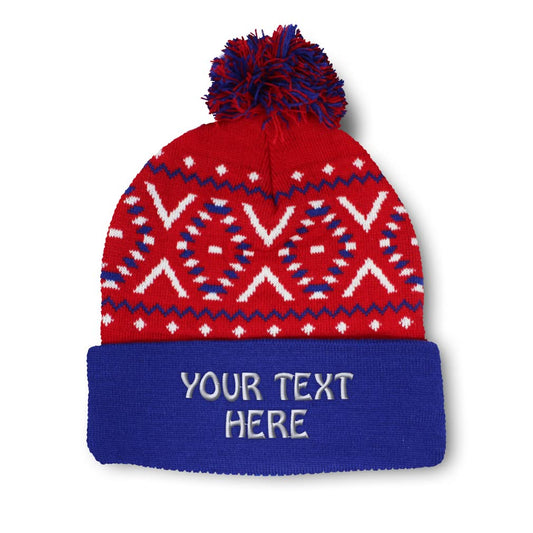 Custom American X pom pom beanie with embroidered logo — August Caps Pom Pom Beanie (8458)