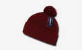 Custom Red pom pom beanie with embroidered logo — August Caps Pom Pom Beanie (8458)