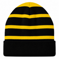 Sport-Tek STC31 Striped Fleece-Lined Beanie - Black/Gold