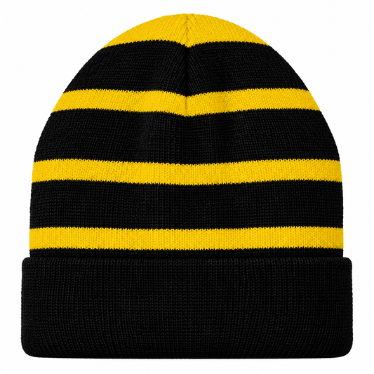 Sport-Tek STC31 Striped Fleece-Lined Beanie - Black/Gold