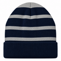 Sport-Tek STC31 Striped Fleece-Lined Beanie - Team Navy/Silver