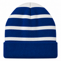 Sport-Tek STC31 Striped Fleece-Lined Beanie - True Royal/White