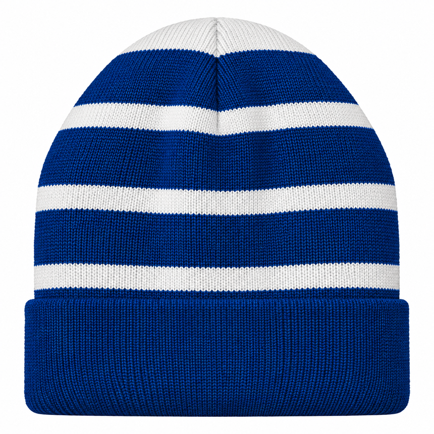 Sport-Tek STC31 Striped Fleece-Lined Beanie - True Royal/White