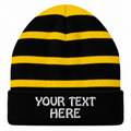 Sport-Tek STC31 Striped Fleece-Lined Beanie - Black/Gold