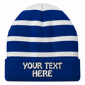 Sport-Tek STC31 Striped Fleece-Lined Beanie - True Royal/White