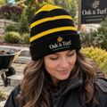 Sport-Tek STC31 Striped Fleece-Lined Beanie - Black/Gold