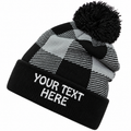 Decky 8028 Buffalo Plaid Pom Beanie - Black Plaid