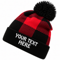 Decky 8028 Buffalo Plaid Pom Beanie - Red Plaid