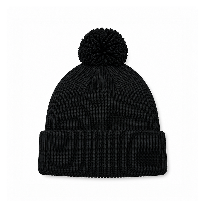 August Caps 8458 Pom Pom Beanie - Black