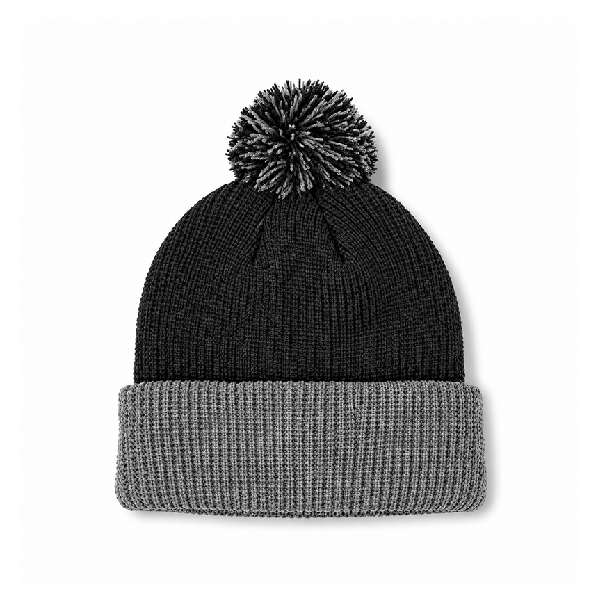 August Caps 8458 Pom Pom Beanie - Black Gray