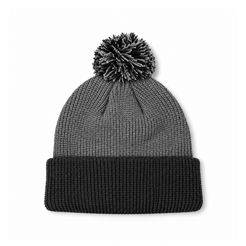 August Caps 8458 Pom Pom Beanie - Gray/Black