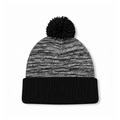 August Caps 8458 Pom Pom Beanie - Heather Black