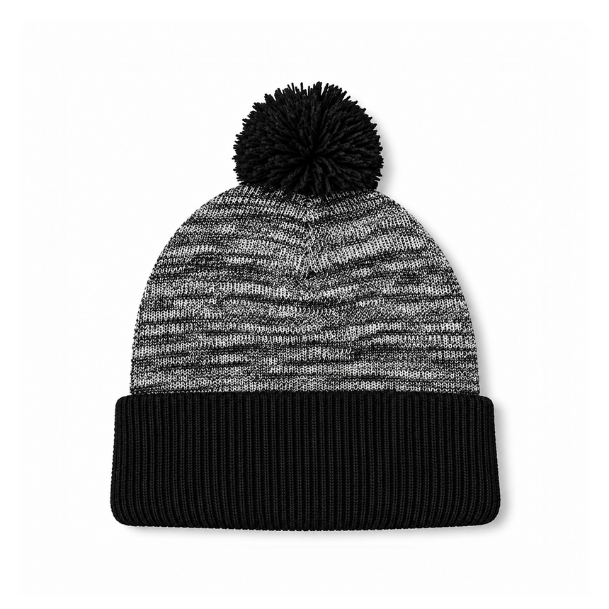 August Caps 8458 Pom Pom Beanie - Heather Black