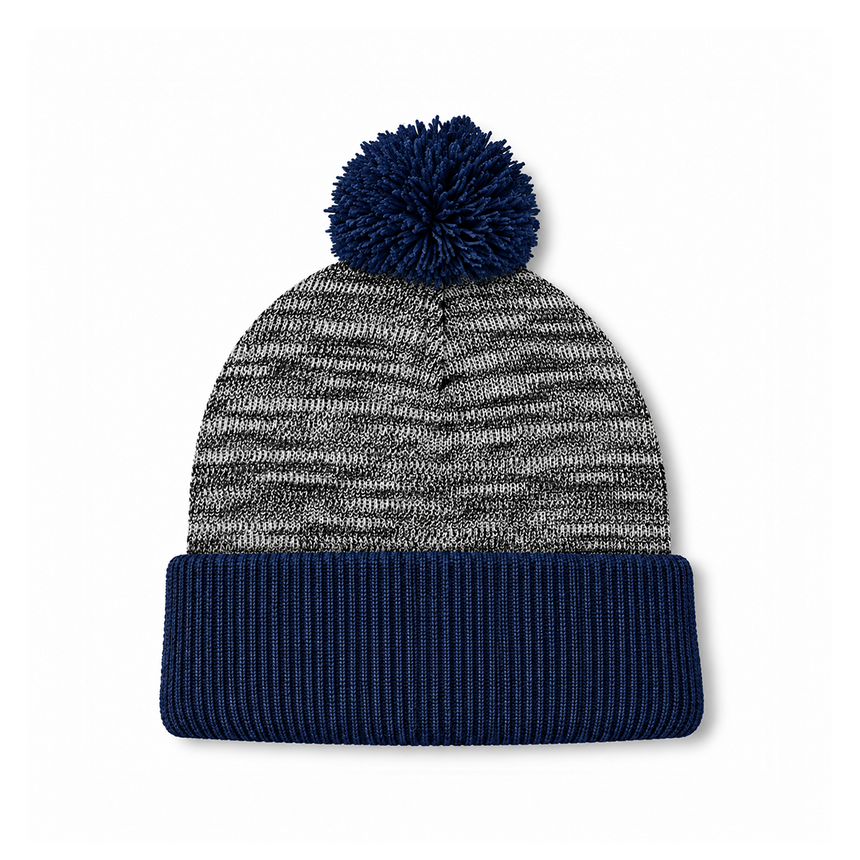 August Caps 8458 Pom Pom Beanie - Heather Navy