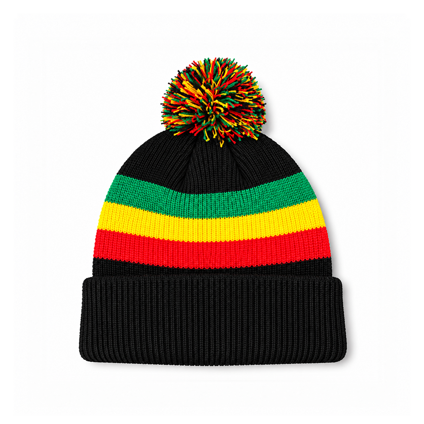 August Caps 8458 Pom Pom Beanie - Rasta