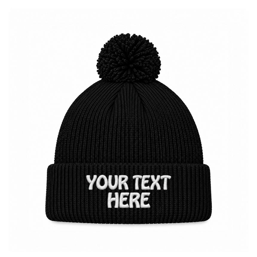 August Caps 8458 Pom Pom Beanie - Black