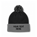 August Caps 8458 Pom Pom Beanie - Black Gray