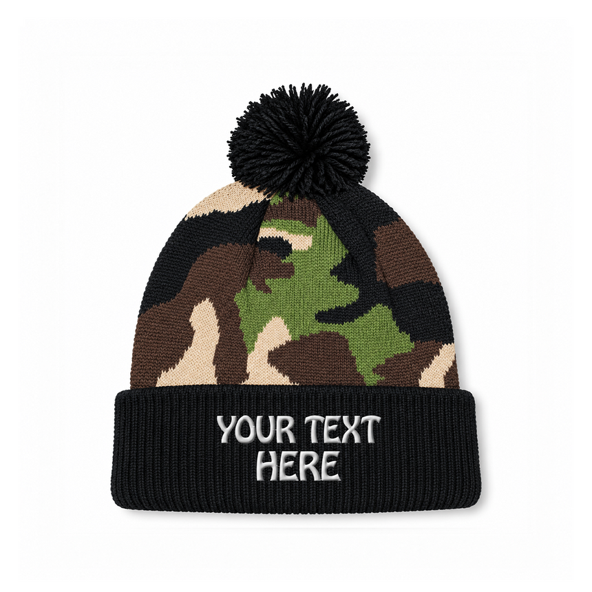 August Caps 8458 Pom Pom Beanie - Camo