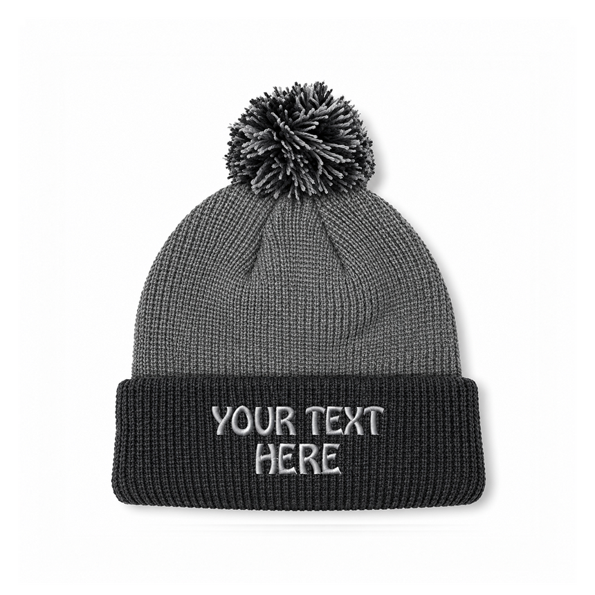 August Caps 8458 Pom Pom Beanie - Gray/Black