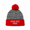 August Caps 8458 Pom Pom Beanie - Heather Red