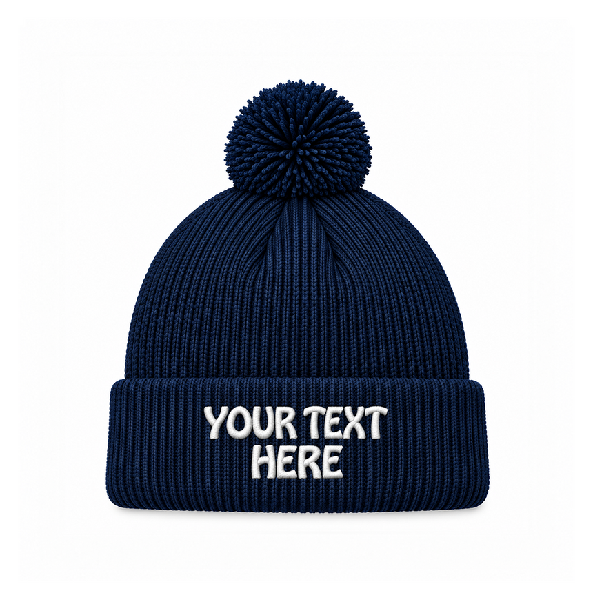 August Caps 8458 Pom Pom Beanie - Navy