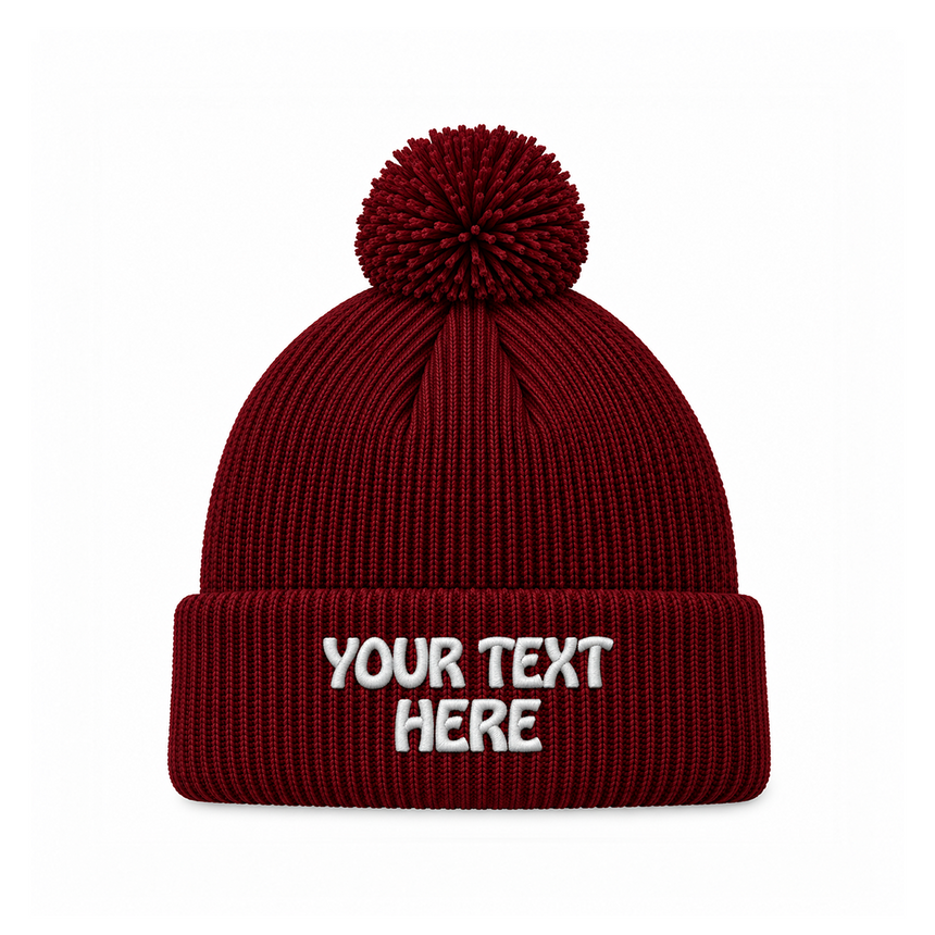 August Caps 8458 Pom Pom Beanie - Red