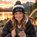 Sport-Tek STC28 Striped Pom Pom Beanie - Gray White