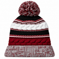 Sport-Tek STC21 Pom Pom Team Beanie - Maroon/ Black/ White