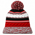 Sport-Tek STC21 Pom Pom Team Beanie - True Red/ Black/ White